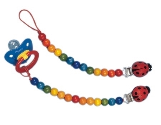 Pacifier chain with multicolored wooden beads